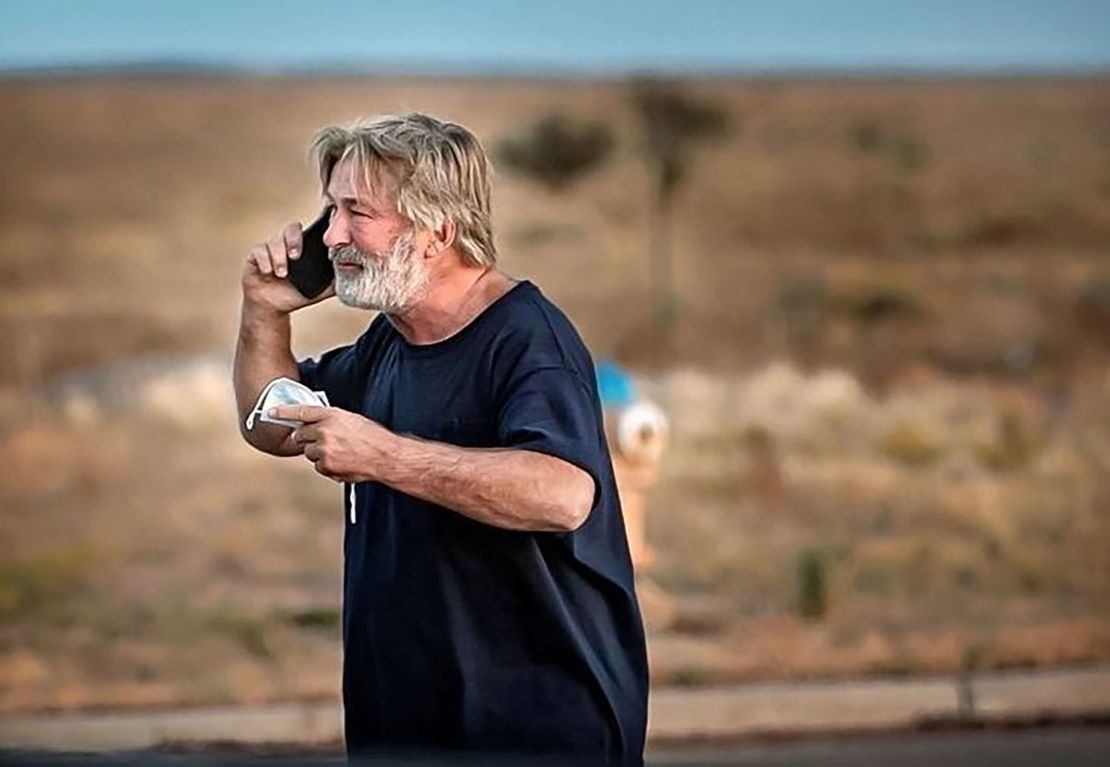 Alec Baldwin in the parking lot outside the Santa Fe County Sheriff's Office after being questioned about the shooting.