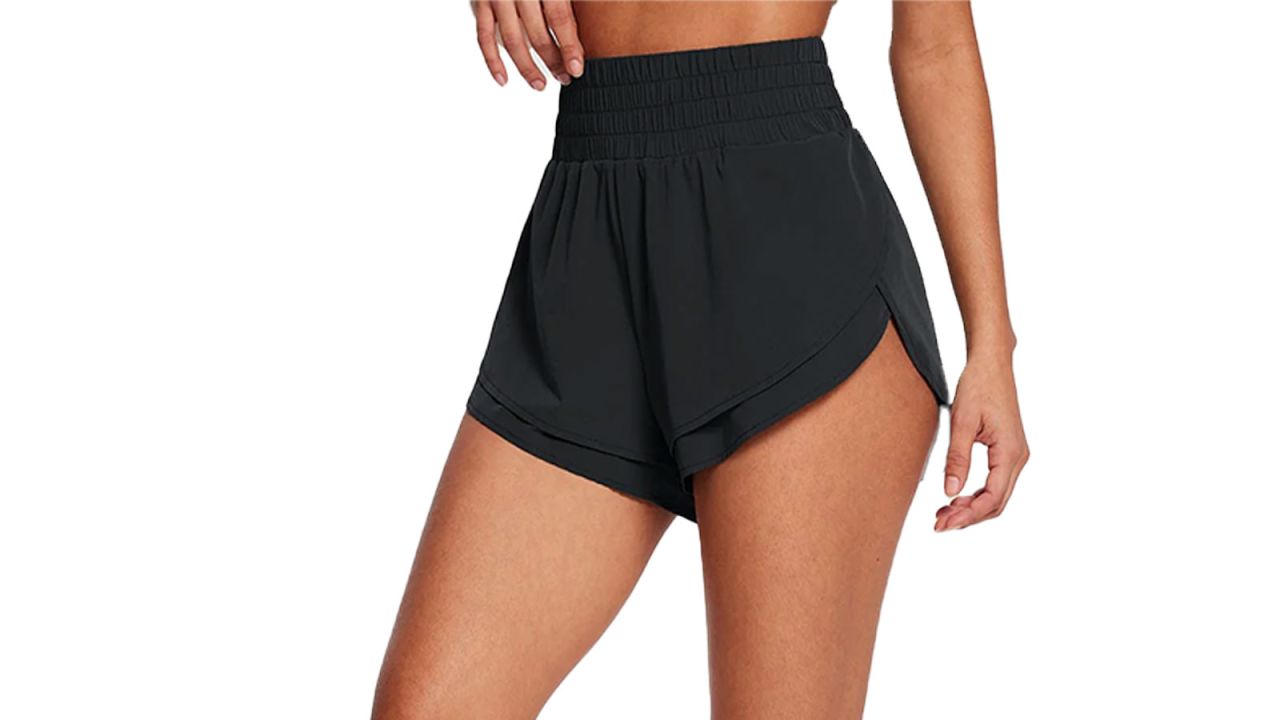 Ladies Quick Dry Mesh Hem Shorts Panties Sports Running Layered Stretch  Summer