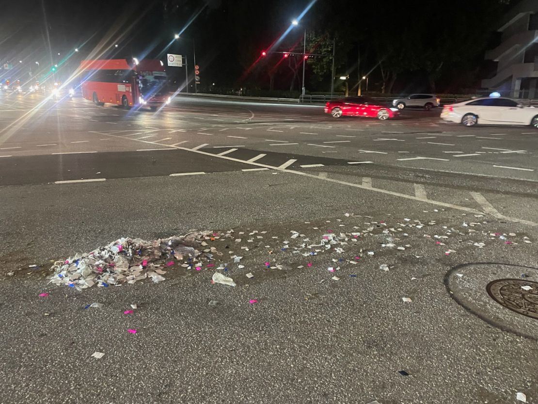 South Korean authorities said the balloons, which landed in several locations, were filled with