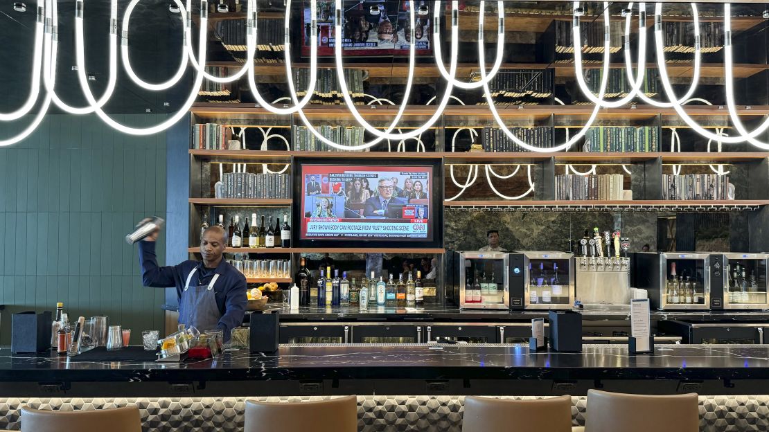 Bar tender preparing cocktail at the Club at SFO