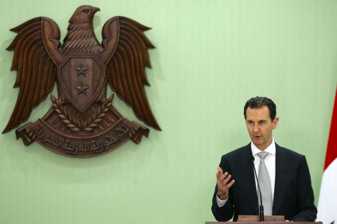 El presidente de Siria, Bashar al-Assad, en una conferencia de prensa en Damasco, Siria, el 16 de julio de 2023.