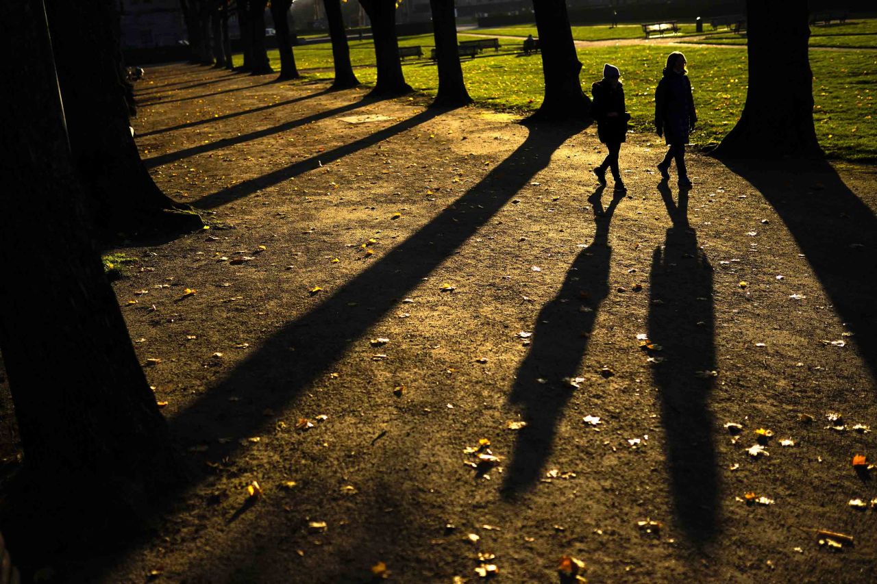 People walk in Cinquantenaire park in Brussels, Belgium, on November 20. 