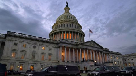 Dusk falls over the US Capitol on Monday.