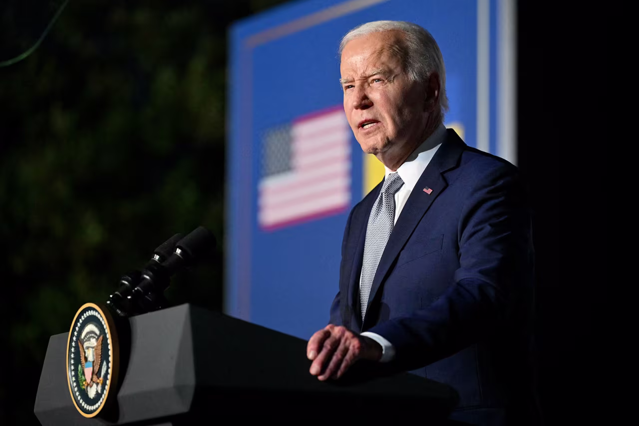 Biden speaks during a press conference with Ukrainian President Volodymyr Zelensky on June 13.