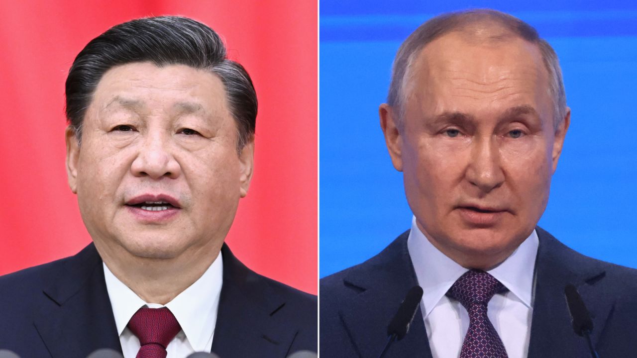 Chinese?President Xi Jinping, left, is in Moscow for talks with his Russian counterpart Vladimir Putin.
