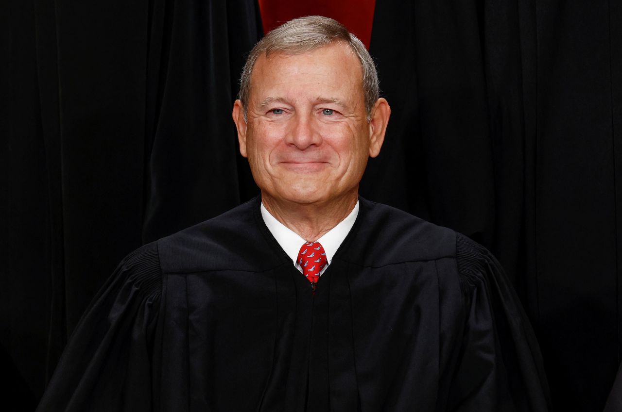 Justice John Roberts poses during a group portrait in Washington, DC, in 2022.