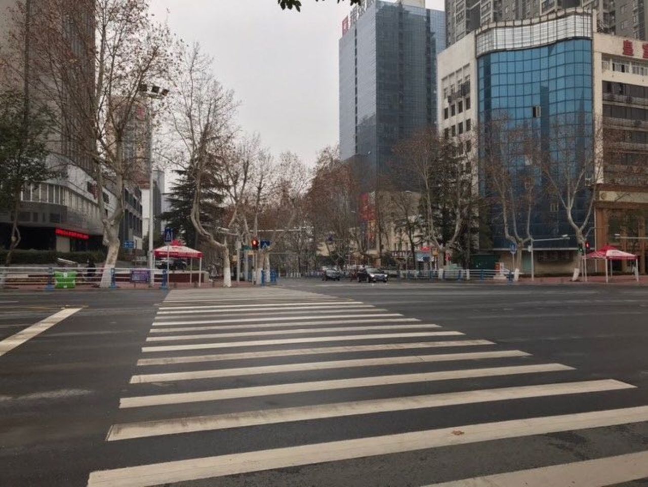 View from a street in Jingmen, Hubei Province.