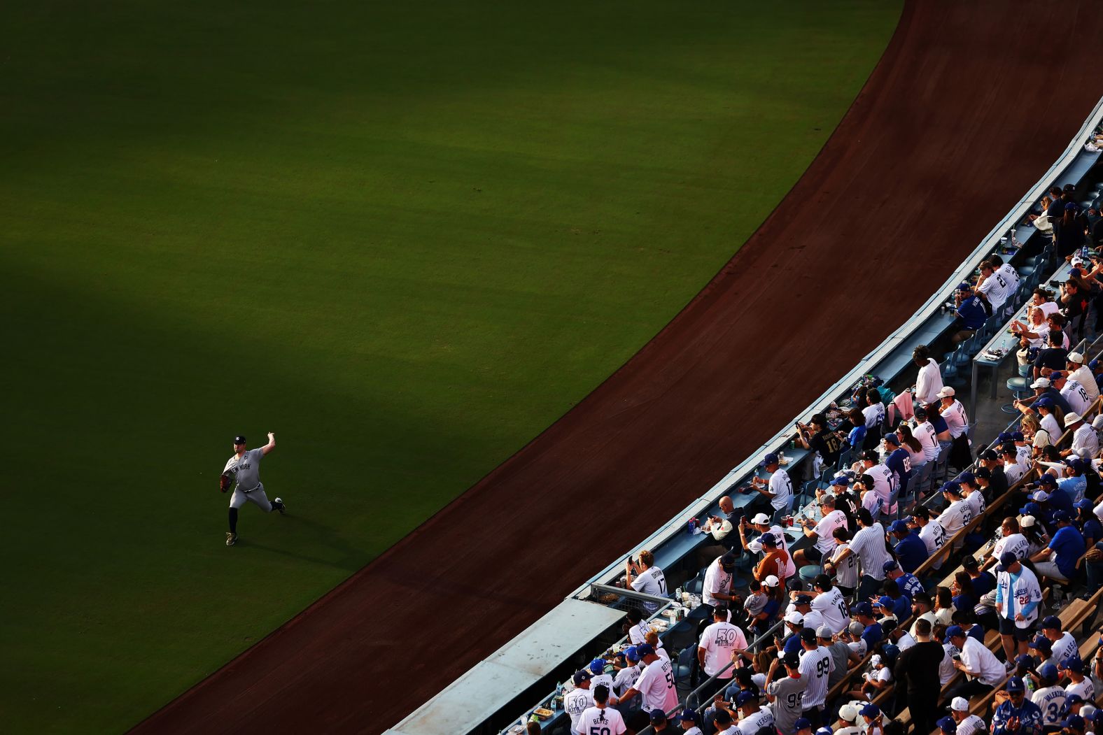 Yankees pitcher Carlos Rodón warms up before Game 2.