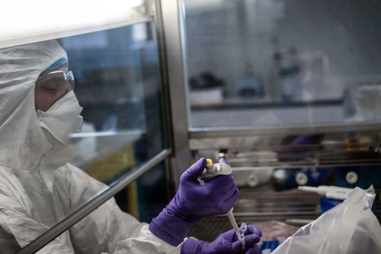 A scientist at the VirPath laboratory in Lyon, France, on February 5, 2020.