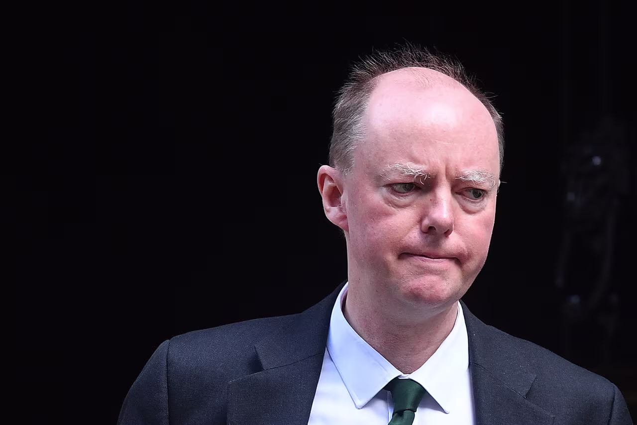 Britain's Chief Medical Officer for England Chris Whitty leaves from 10 Downing Street in central London after attending the Government's daily COVID-19 briefing on April 14.