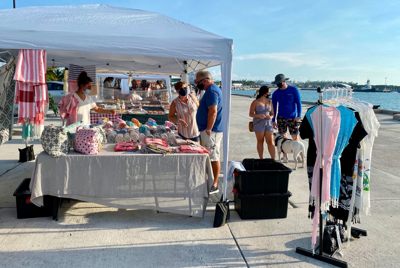 Customers wear masks at the Farmers Market in Key West, Florida on September 17.