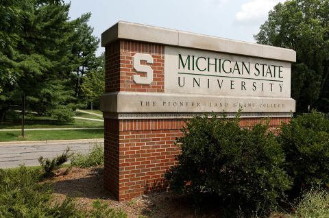 An entrance to Michigan State University located in East Lansing, Michigan on August 1, 2014. MSU is a public research university founded in 1855.