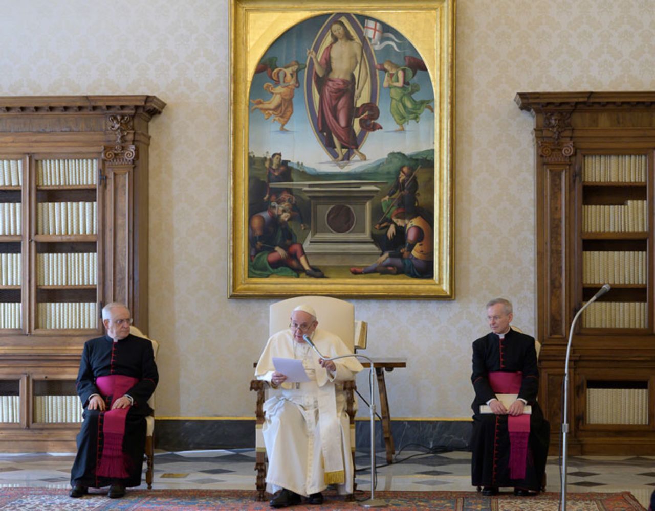 Pope Francis holds his general audience at the Vatican, on Wednesday, March 11.