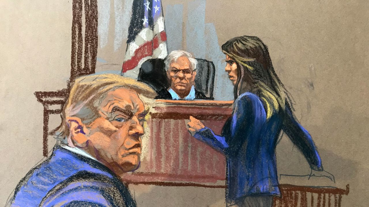 In this artist sketch, former President Donald Trump is seen in court in New York on Monday, October 2.?