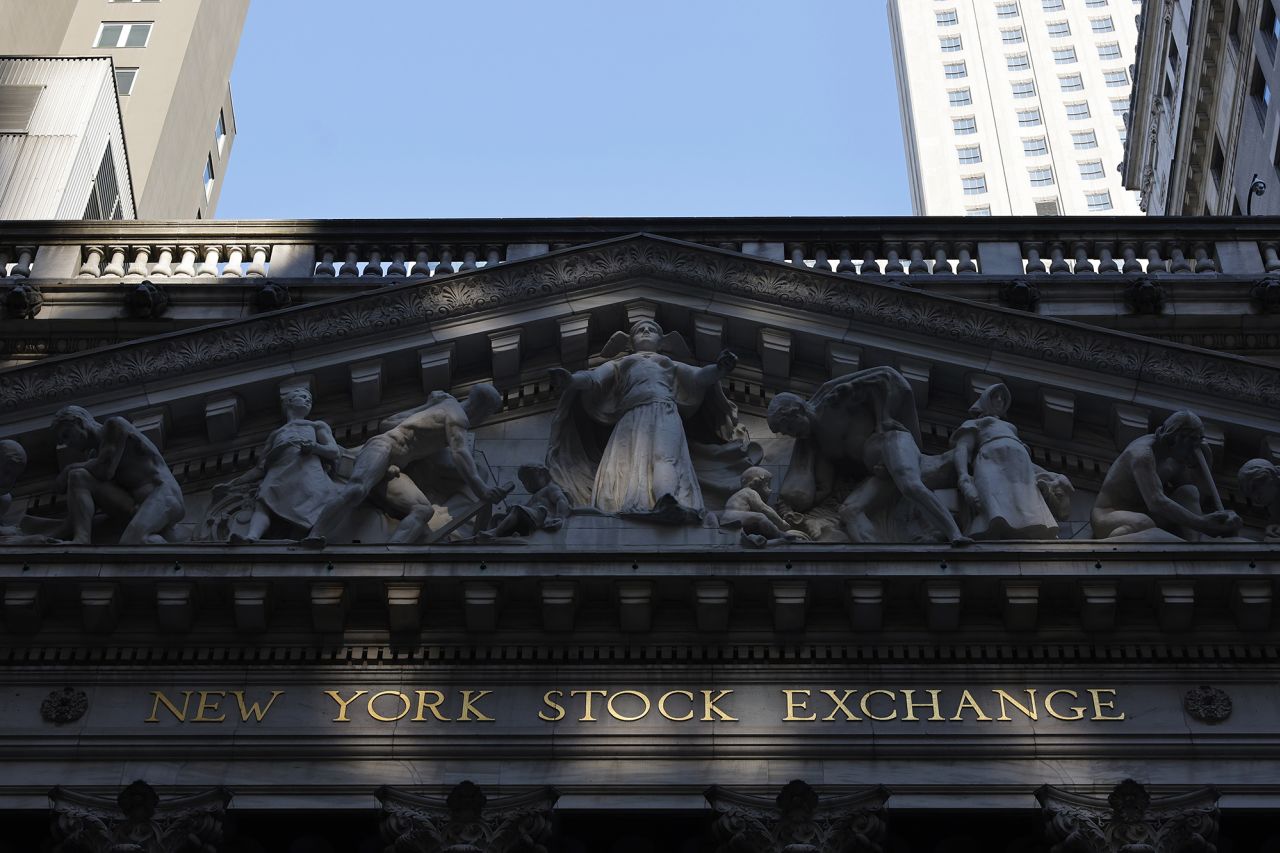 The New York Stock Exchange is seen on April 29 in New York City.?