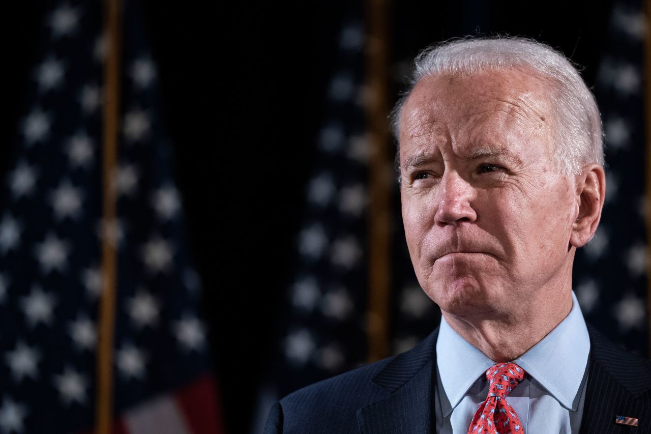 Joe Biden delivers remarks about the coronavirus outbreak, in Wilmington, Delaware, on March 12.