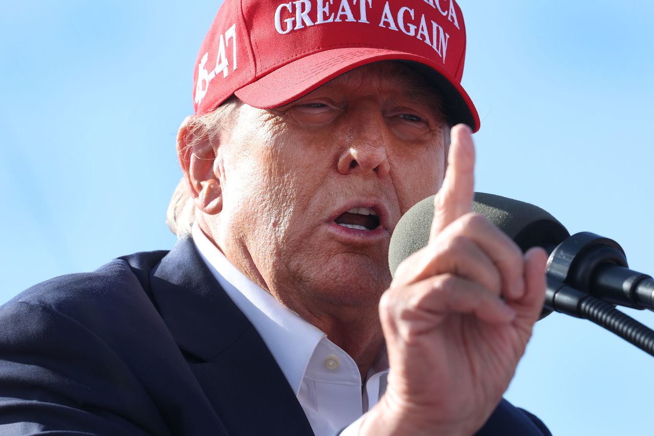 Former President Donald Trump speaks to supporters during a rally in Vandalia, Ohio, in March.