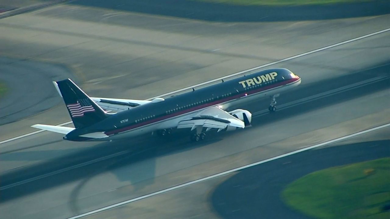 Former President Donald Trump lands in Atlanta.