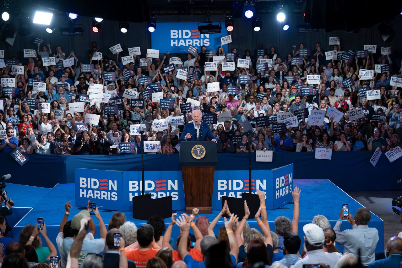 President Joe Biden speaks at a post-debate campaign rally on June 28, 2024 in Raleigh, North Carolina. 