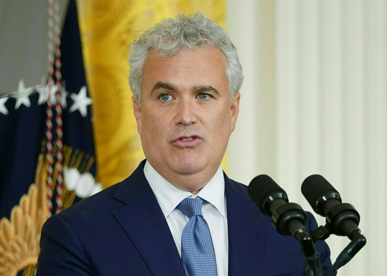 Jeff Zients speaks in the East Room of the White House in February 2023.