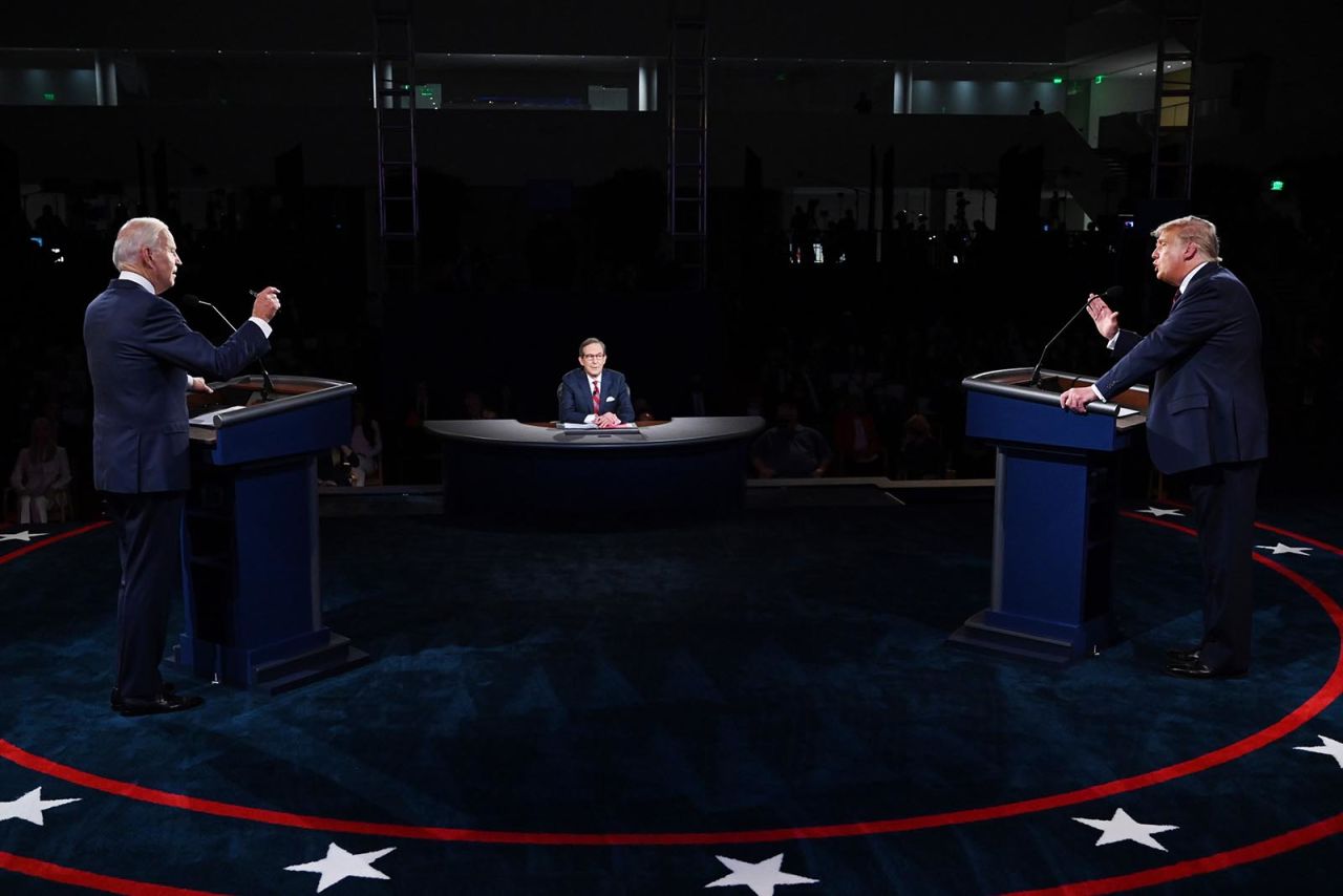 President Donald Trump and Democratic presidential nominee Joe Biden participate in the first presidential debate.