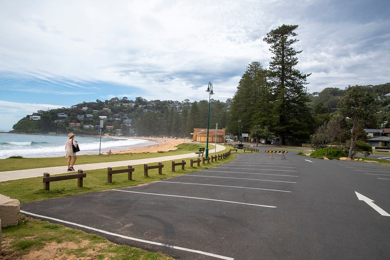 An empty parking lot is seen at Palm Beach in Sydney, on December 18.