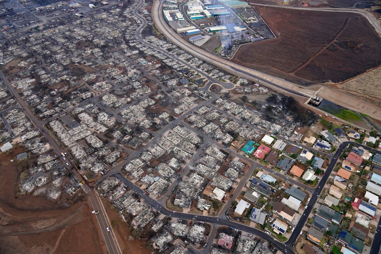 Wildfire wreckage is seen on August 10, 2023, in Lahaina, Hawaii.