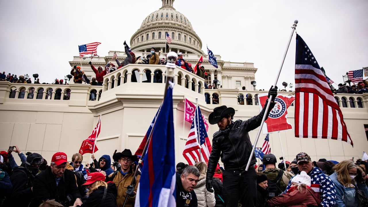 Pro-Trump supporters storm the US Capitol following a rally with President Donald Trump on January 6, 2021 in Washington, DC. 