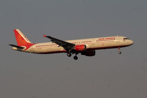 An Air India passenger flight prepares to land at Biju Patnaik International Airport in Bhubaneswar, India, on February 16. 