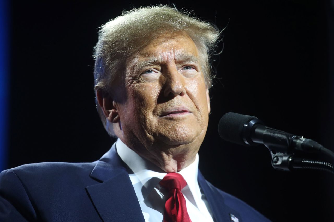 Former President Donald Trump speaks in Harrisburg, Pennsylvania.