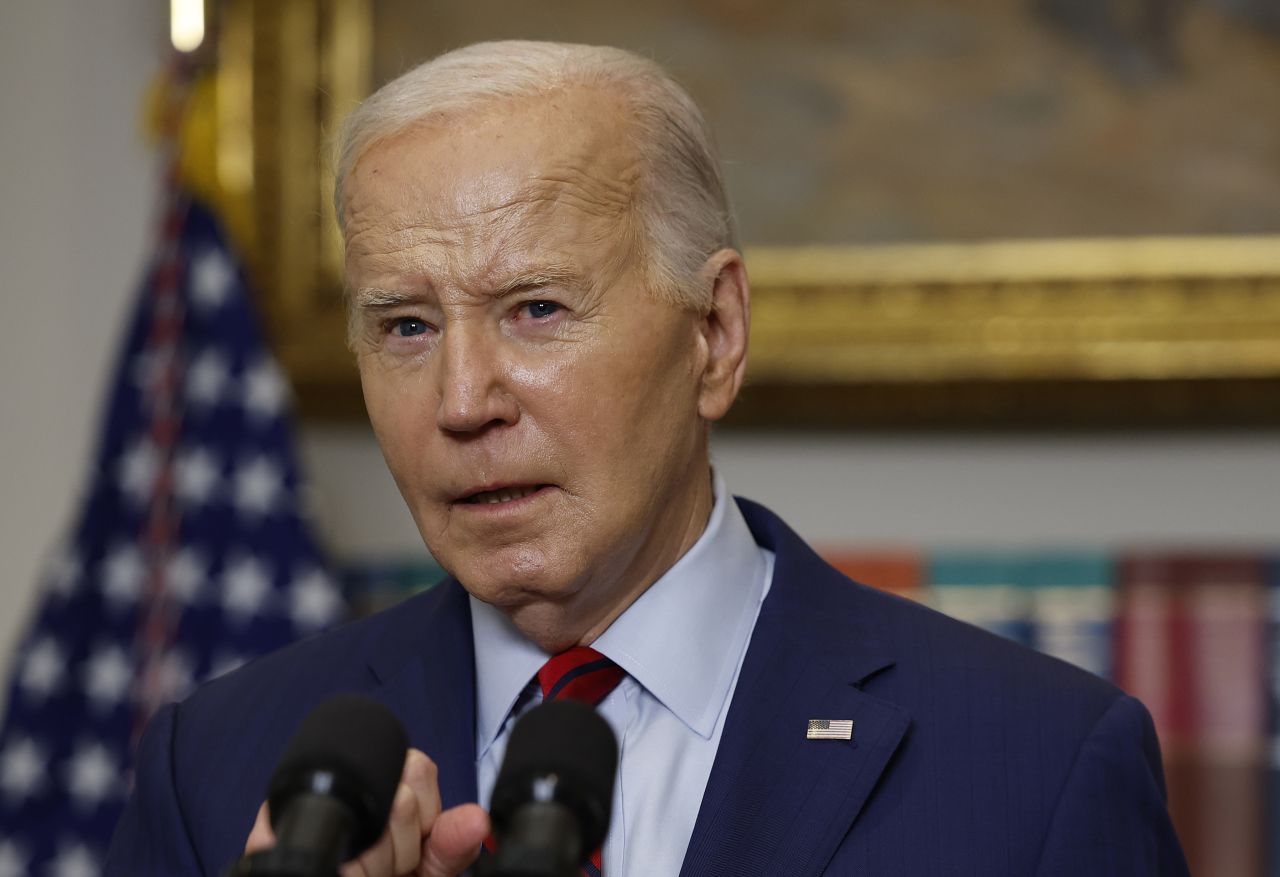 US President Joe Biden speaks at the White House on May 2.