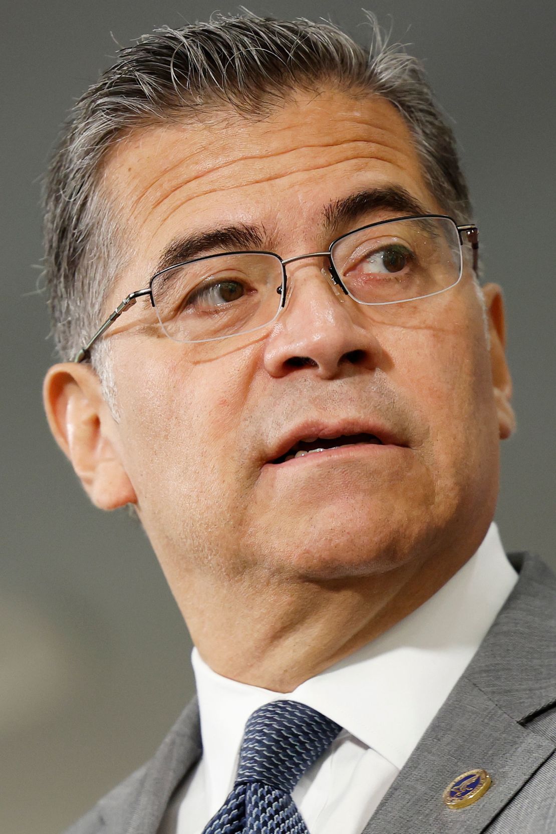 Then-Health and Human Services Secretary Xavier Becerra gives remarks on reproductive care at the US Department of Health and Human Services building in Washington, DC, on June 18.