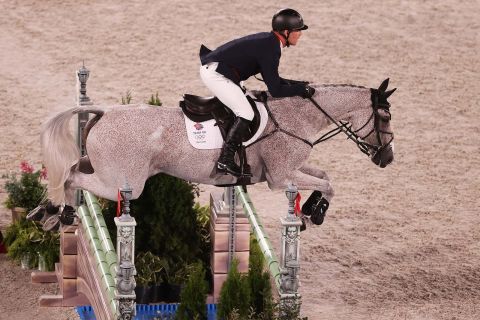 Oliver Townend of Great Britain competes during the eventing jumping team final and individual qualifier on August 2.