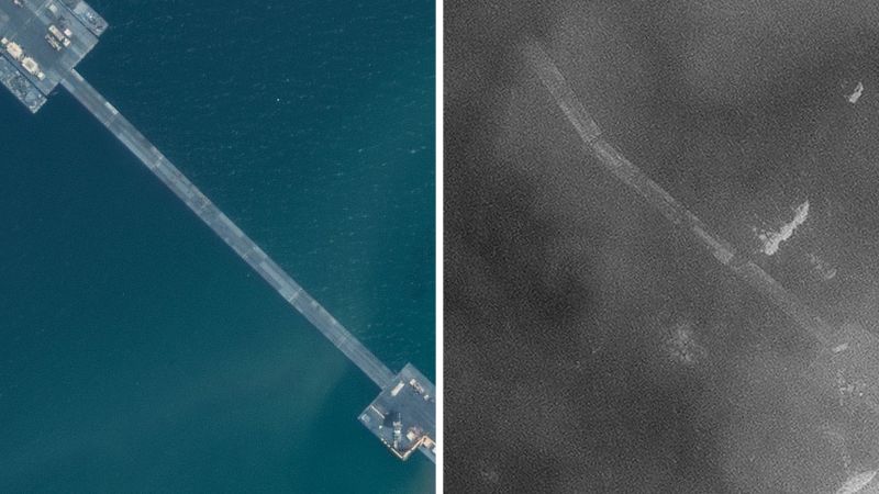ガザ沖に建設されたアメリカ軍の桟橋が崩壊