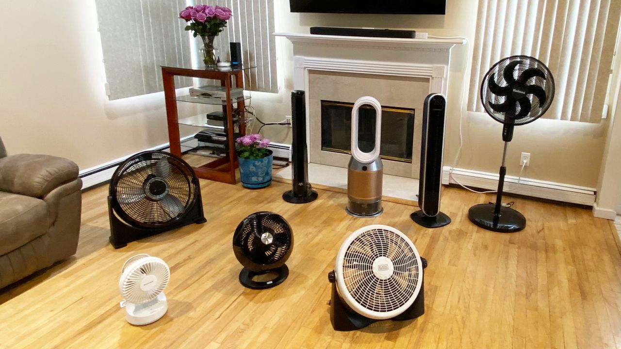 Some of the cooling fans we tested from Black+Decker, Dyson, Holmes, Honeywell, Lasko, Rowenta and Vornado.