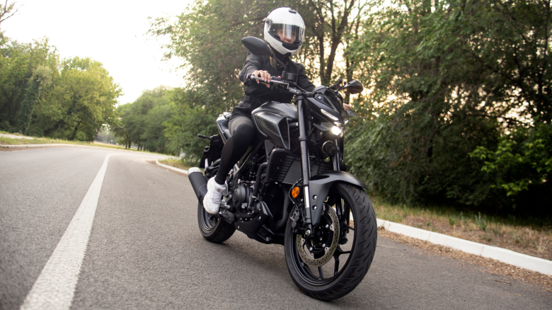 Woman riding a motorcycle