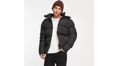 Down jacket with detachable hood by ASOS