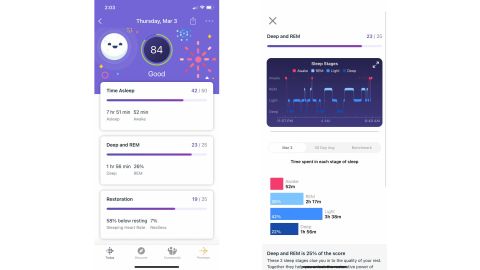 Sleep data on the Fitbit app