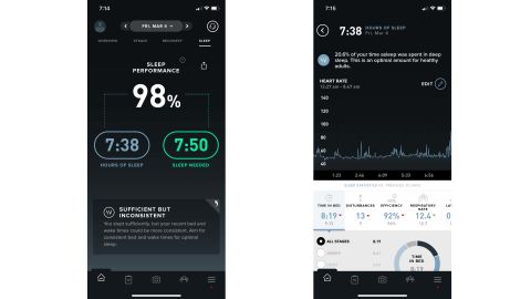 Sleep data on the Whoop app