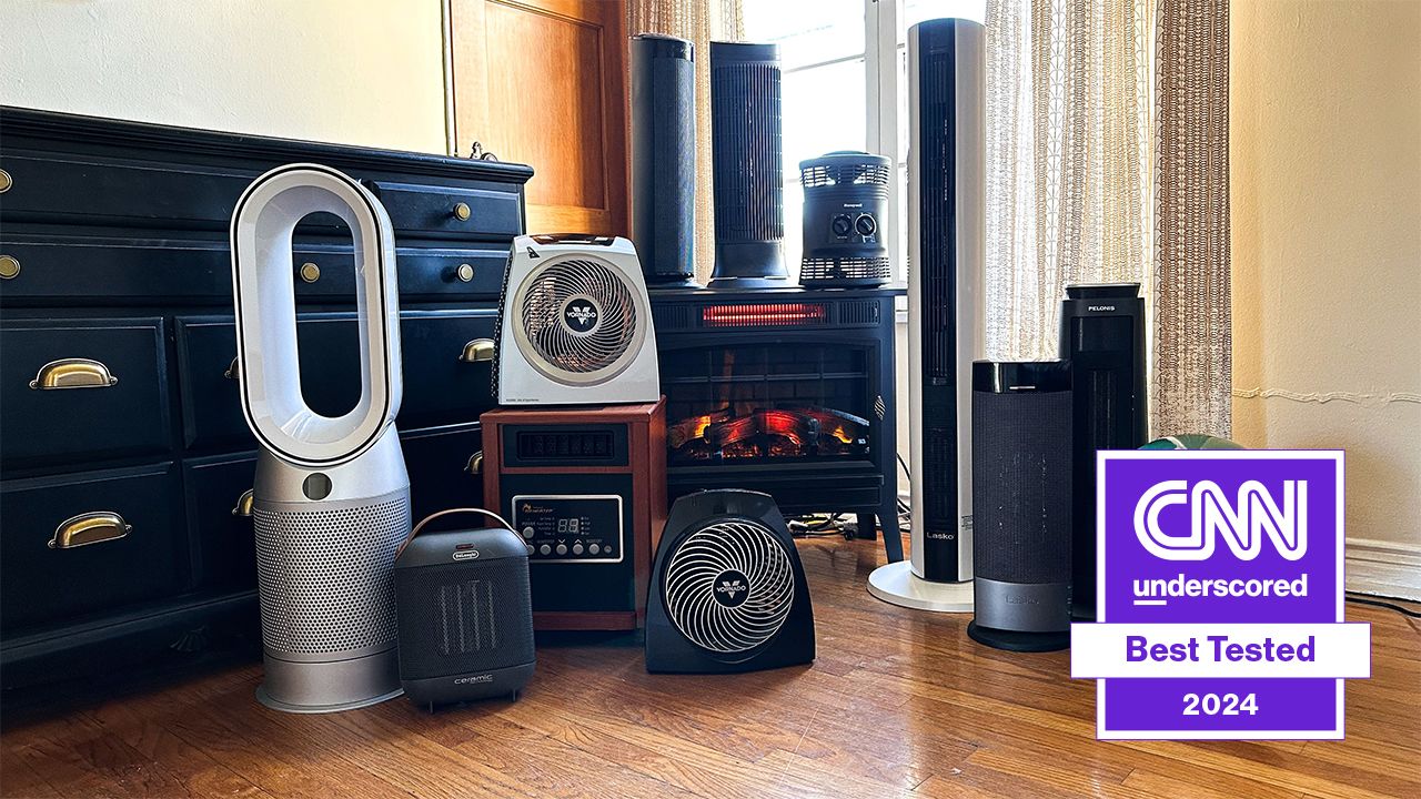 Group of space heaters displayed next to each other in someone's home