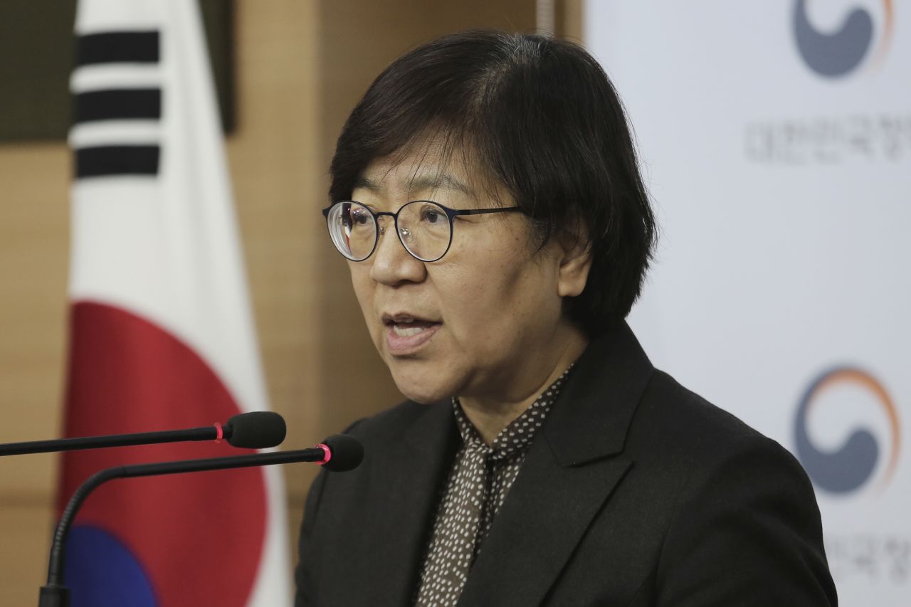 South Korean Centers for Disease Control Director Jung Eun-kyeong speaks during a press conference in Seoul, on January 23. ?