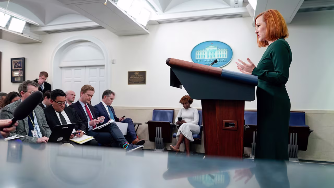 White House press secretary Jen Psaki speaks during a press briefing at the White House on March 9 in Washington, DC. 