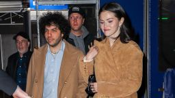 New York, NY  - Selena Gomez and Benny Blanco wear matching coats as they leave after the Knicks game at Madison Square Garden in New York City

Pictured: Selena Gomez, Benny Blanco

BACKGRID USA 8 APRIL 2025 

BYLINE MUST READ: Santi Ramales / BACKGRID

USA: +1 310 798 9111 / usasales@backgrid.com

UK: +44 208 344 2007 / uksales@backgrid.com

*UK Clients - Pictures Containing Children
Please Pixelate Face Prior To Publication*