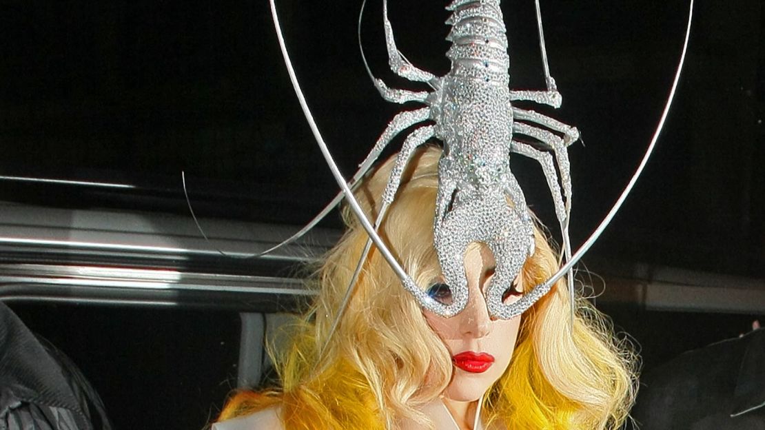 Lady Gaga wears a diamond-studded lobster.