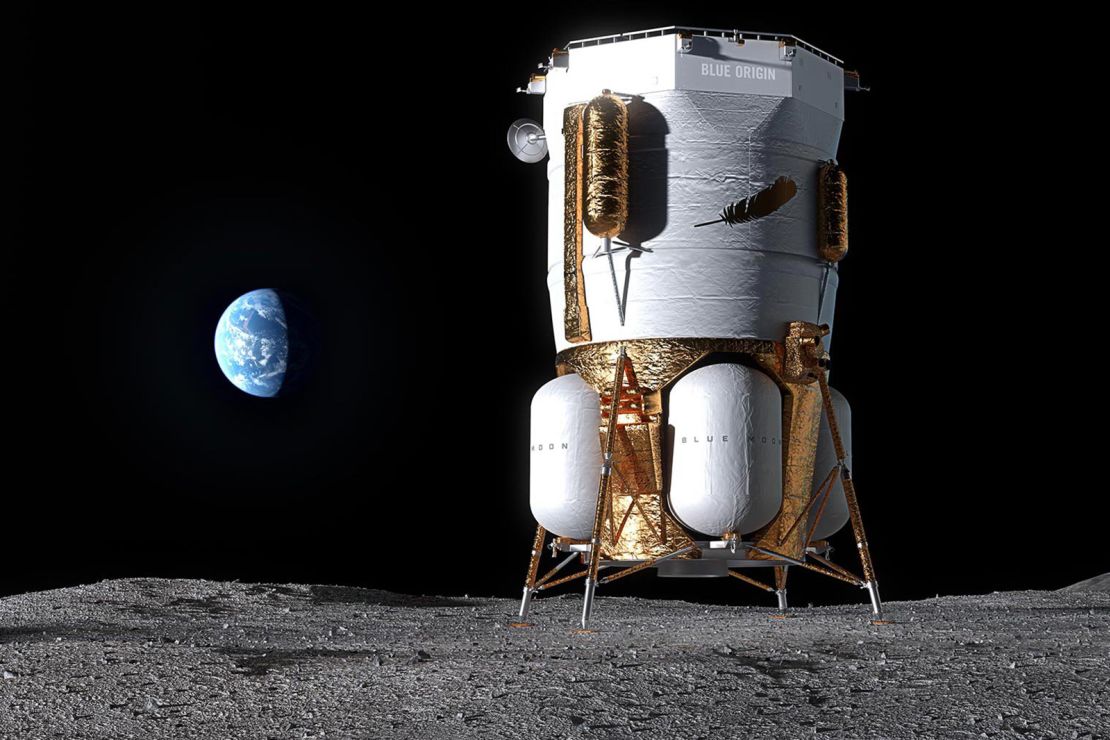 An artist's rendering depicts Blue Origin's Blue Moon Mark 1 lunar lander.