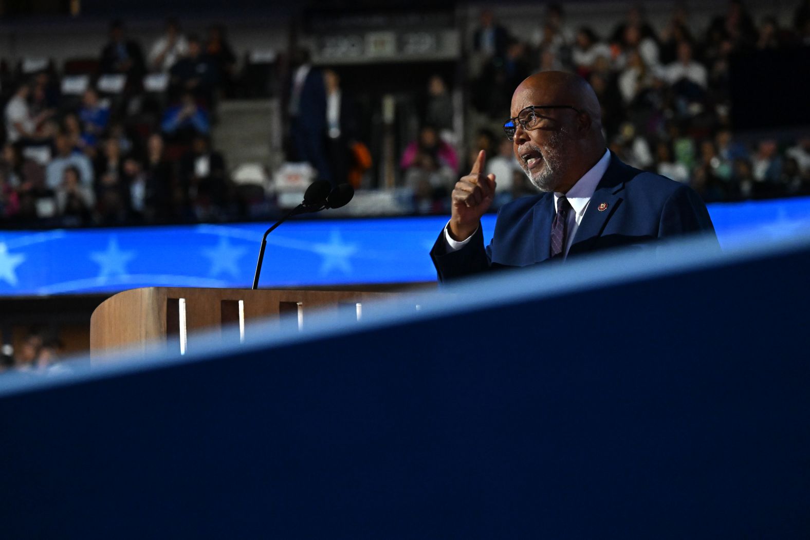 US Rep. Bennie Thompson, who chaired the House select committee that investigated the January 6, 2021, attack on the US Capitol, <a >speaks at the convention</a> on Wednesday. He said rioters came to Washington because Donald Trump couldn’t handle losing. “He lied about the election fraud," Thompson told the crowd. "He called his conspiracy-led mob to Washington. He would rather subvert democracy than submit to it. Now, he’s plotting again."