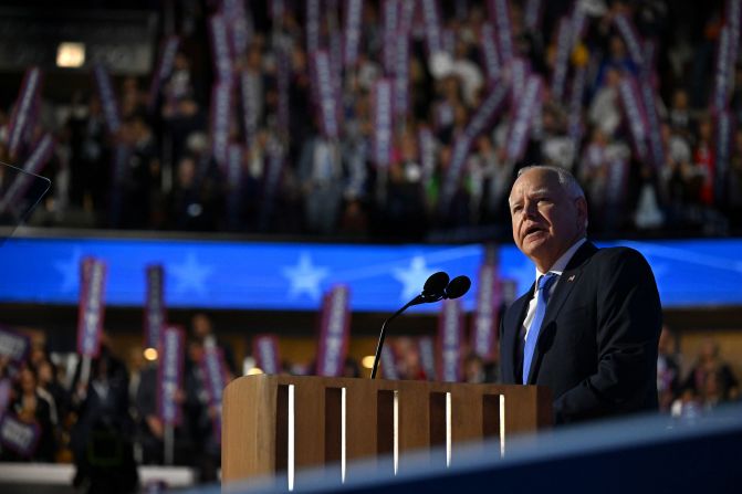 Walz formally accepts the vice presidential nomination during his keynote address at the Democratic National Convention in August 2024. “It’s the honor of my life to accept your nomination for vice president of the United States,” <a href="index.php?page=&url=https%3A%2F%2Fwww.cnn.com%2Fpolitics%2Flive-news%2Fdnc-democratic-national-convention-08-21-24%23h_1f65fea7f889e25210e3baf8c78b4173">he said at the start of his speech</a>.