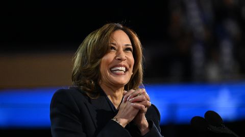 US Vice President Kamala Harris speaks during the Democratic National Convention (DNC) at the United Center in Chicago, Illinois, US, on Thursday, August 22, 2024.