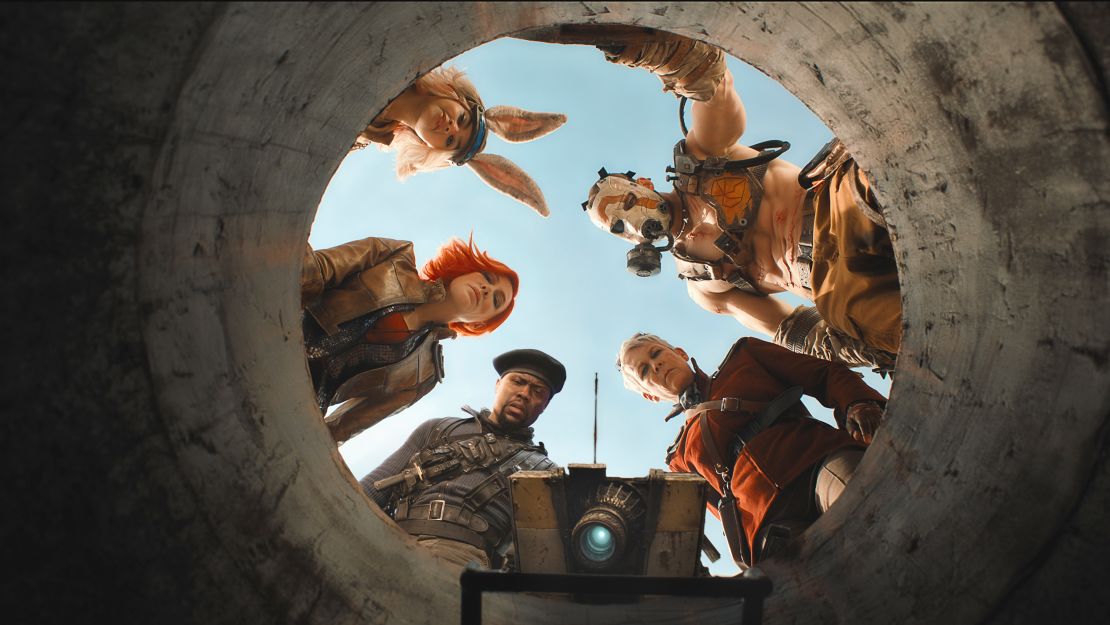 Cate Blanchett, Ariana Greenblatt, Kevin Hart, Florian Munteanu and Jamie Lee Curtis in "Borderlands."