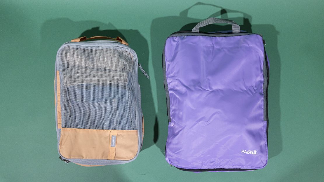 A photo of Bagsmart and Bagail packing cubes side-by-side